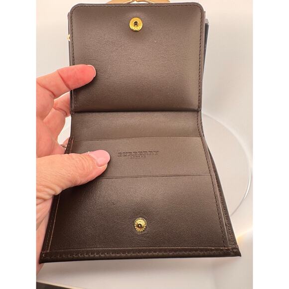 Burberry Haymarket Check Canvas & Leather Bifold Wallet with Coin Compartment - Picture 5 of 6